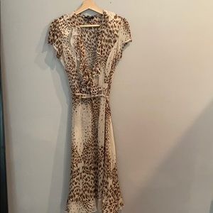 MSK Midi Animal print sheer faux Wrap Dress